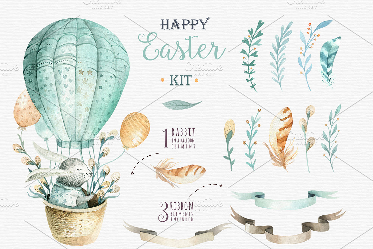 Happy easter with bunnies I, an Animal Illustration by Peace ART (Photo 2 of 6)