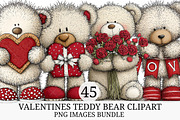 Valentines Teddy Bear Clipart, an Illustration by Craft Nest (Thumbnail 1 of 11)