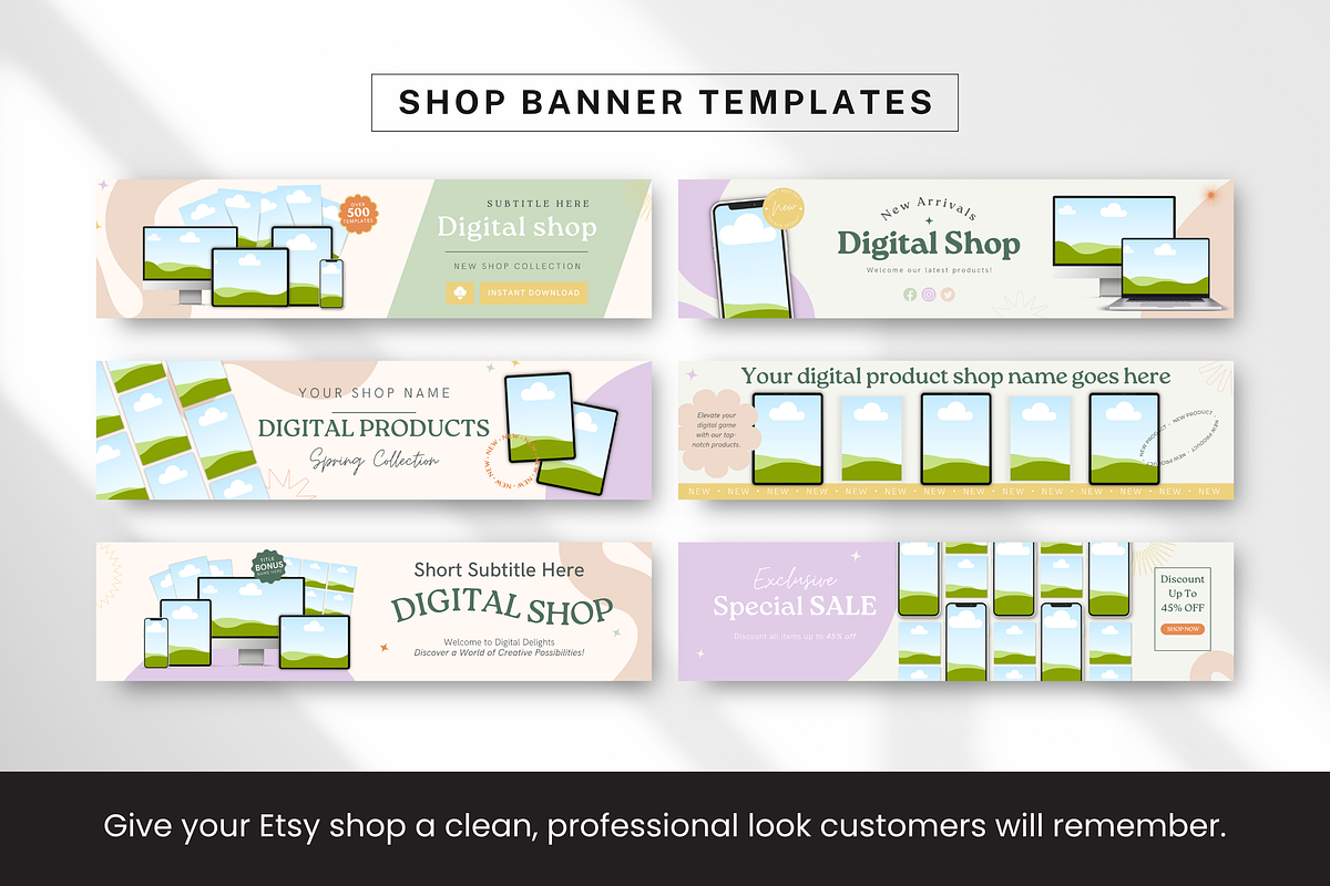 Etsy Shop Bundle Canva Templates, a Branding & Logo Template by DigiPax (Photo 4 of 11)