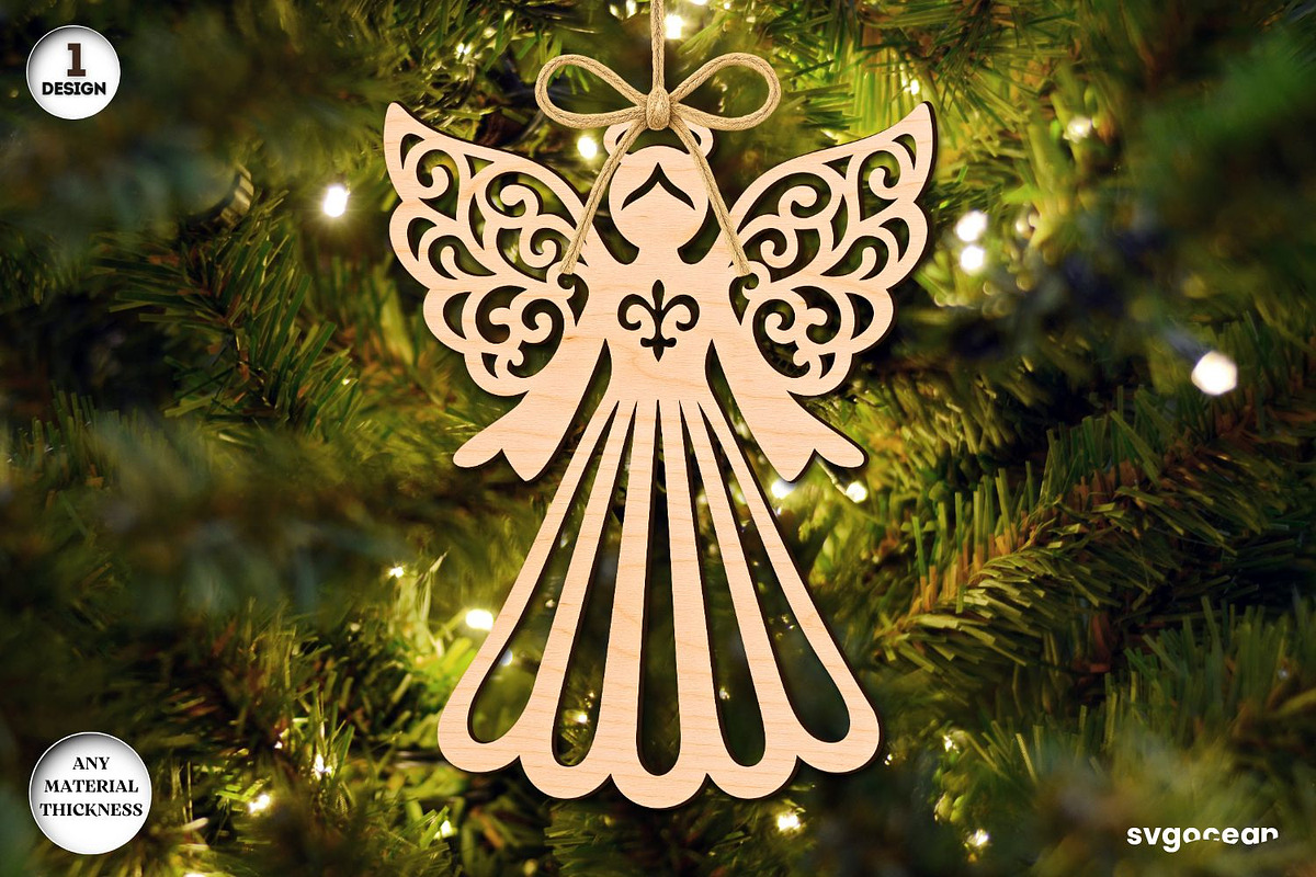 Christmas Angels Ornament Bundle, a Decorative Illustration by svgocean (Photo 9 of 13)