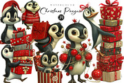 Christmas Penguin Clipart, an Illustration by CreationArt (Thumbnail 1 of 5)