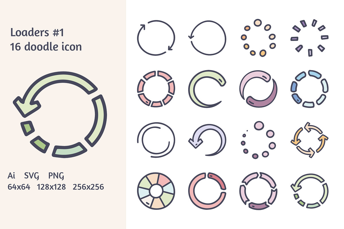 Loaders (1) 16 color doodle icon, an Icon by YershovOleksandr