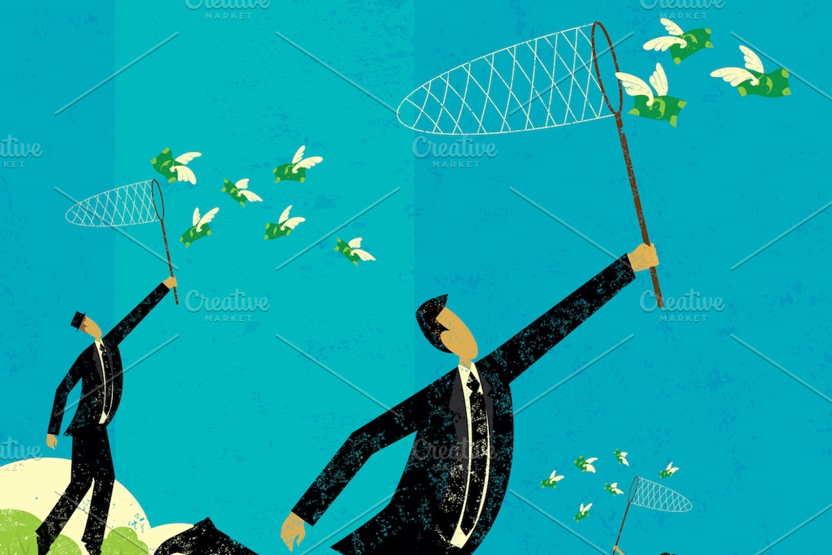 Chasing Dollars, a Finance Illustration by retrorocket (Photo 2 of 2)