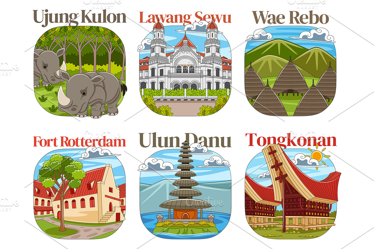 Indonesia Travel Vector Pack #03, an Illustration by MEDZ (Photo 1 of 7)