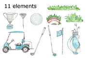 Golf watercolor clipart, a Background Graphic by GoodFairyClipArt (Thumbnail 2 of 2)