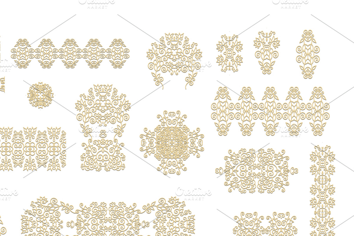 Set of laced decorative elements preview 3