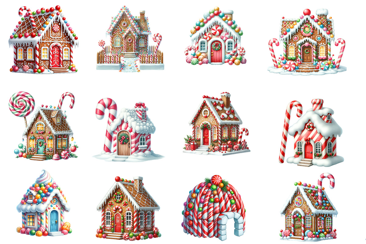 Candy Cane Houses Clipart, an Illustration by Designworld (Photo 2 of 5)