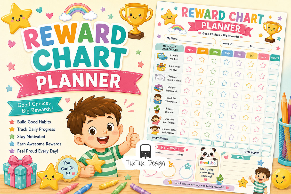 15 Kids Planners Printable Bundle, an Education Illustration by TukTuk Design (Photo 4 of 17)