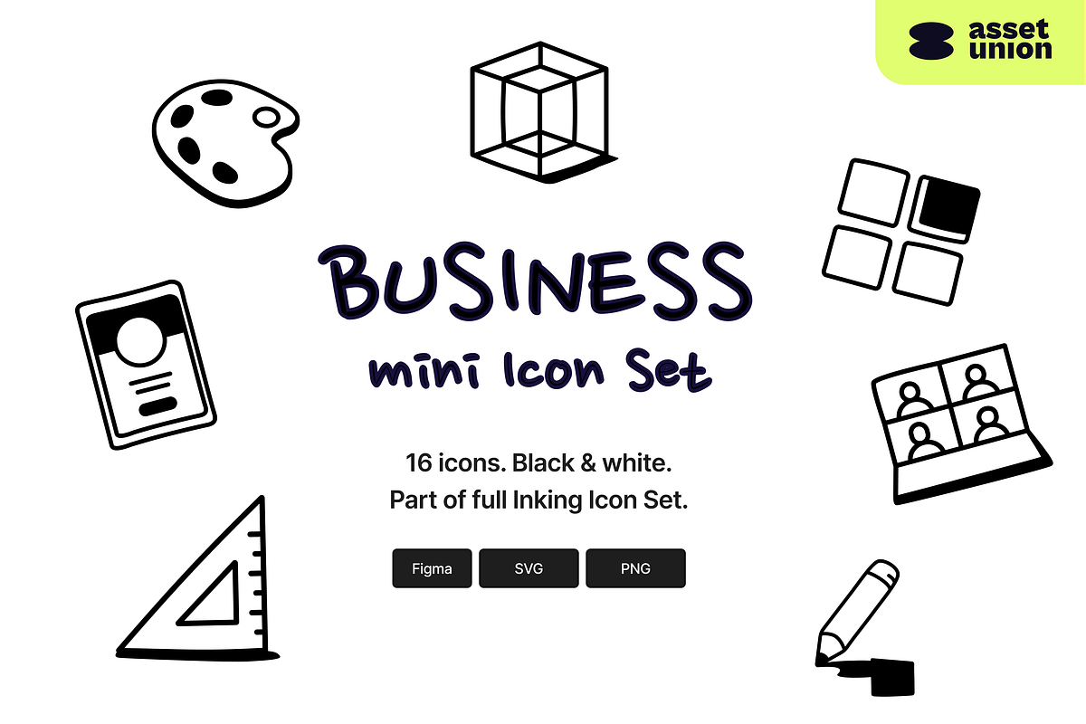 Inking Business Icons, an Outline Icon by Asset Union (Photo 1 of 5)