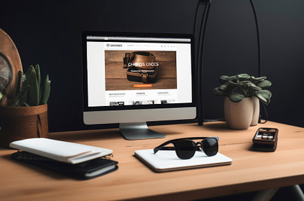 Desktop Computer Standing on table With Page of Online Store of
