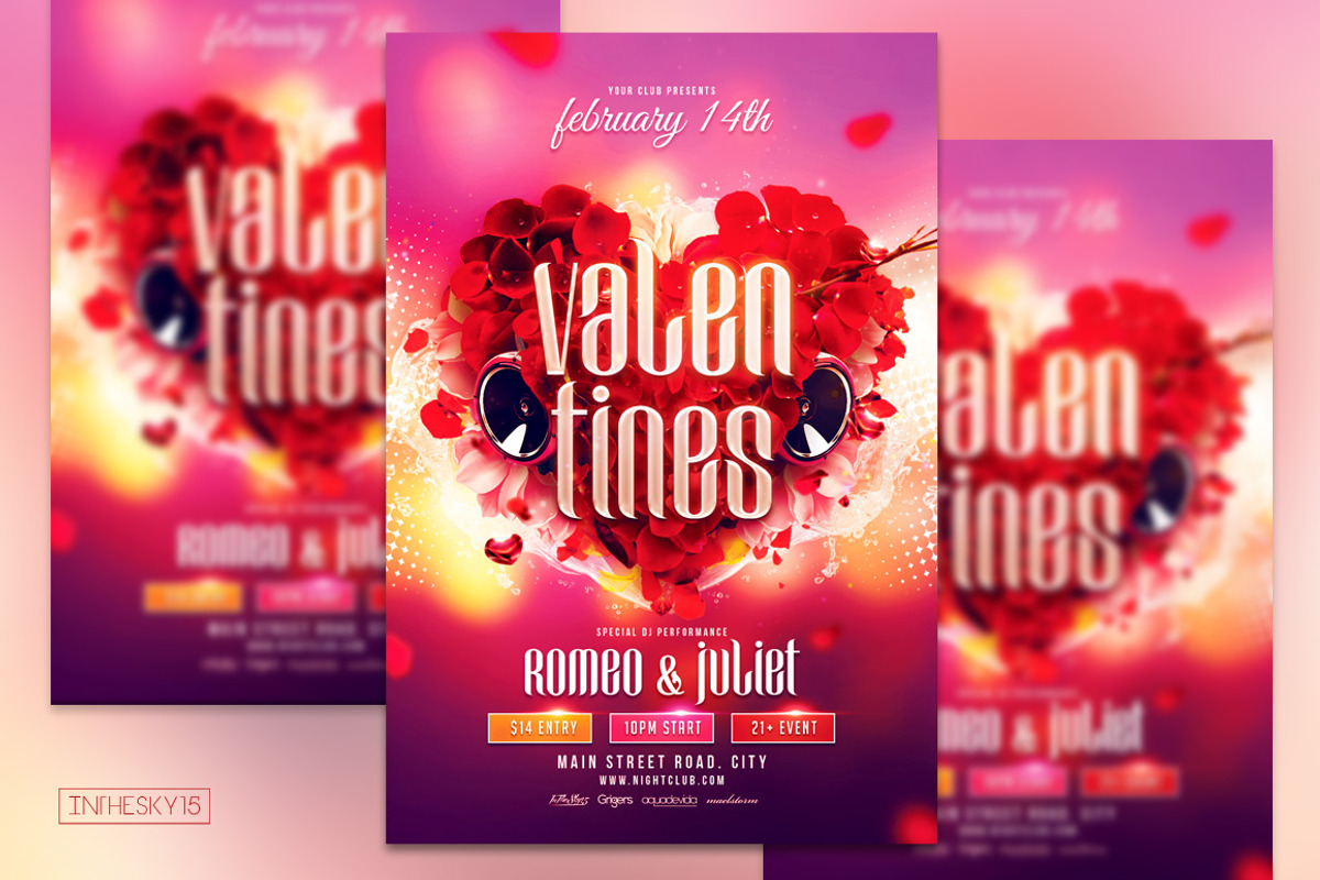 Valentines Flyer Template, a Flyer Template by InTheSky15