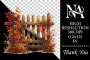 Watercolor Autumn Fence PNG Clipart, a Seasonal Illustration by RobertsArt (Thumbnail 5 of 6)