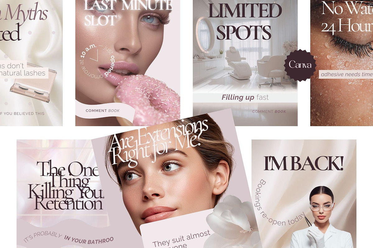 216 Lash Tech Canva Templates, a Social Media Template by MOAROShop (Photo 7 of 11)