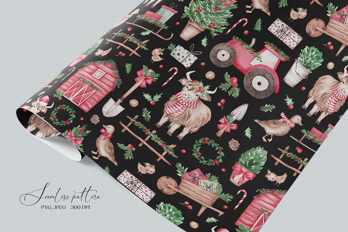 Christmas Farm seamless pattern, a Pattern Graphic by SirenaArt (Photo 10 of 13)