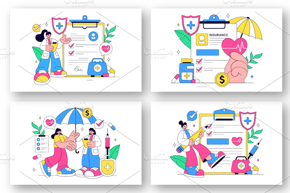 10 Health Insurance Illustration, a Healthcare Illustration by denayunebgt (Photo 2 of 4)