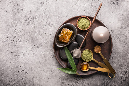 Spa equipment on tray stock photo containing spa and equipment, a Health & Medical Photo by Valeria Art