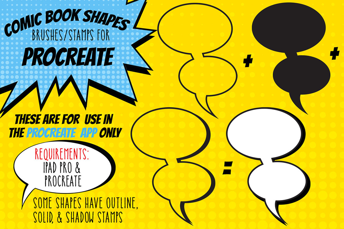 Procreate Comic Shape Brushes Stamps, a Brush Add-On by Studio Kitsch (Photo 3 of 8)