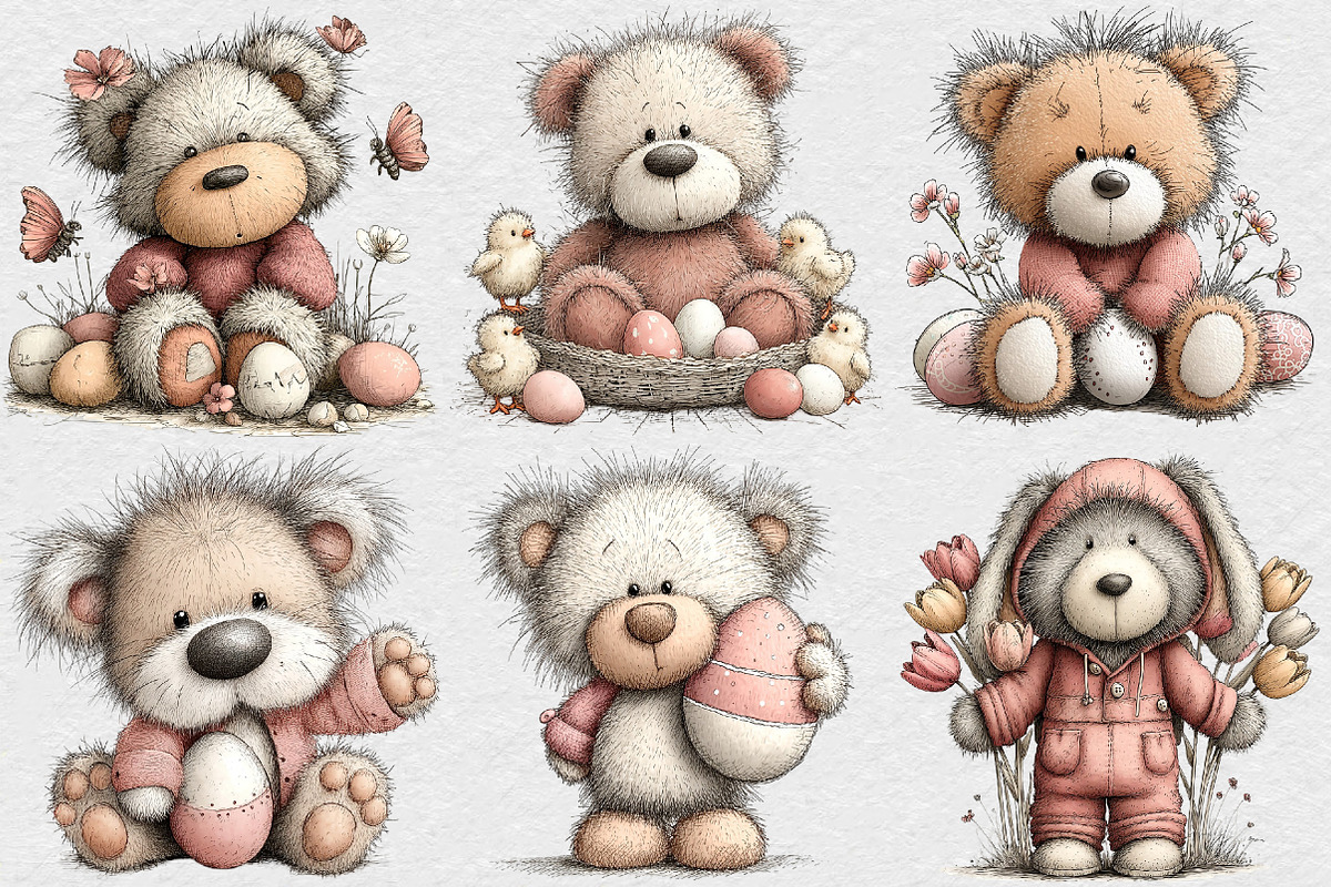 Easter Day Teddy Bear Clipart, an Illustration by DreamCafeArt (Photo 2 of 6)