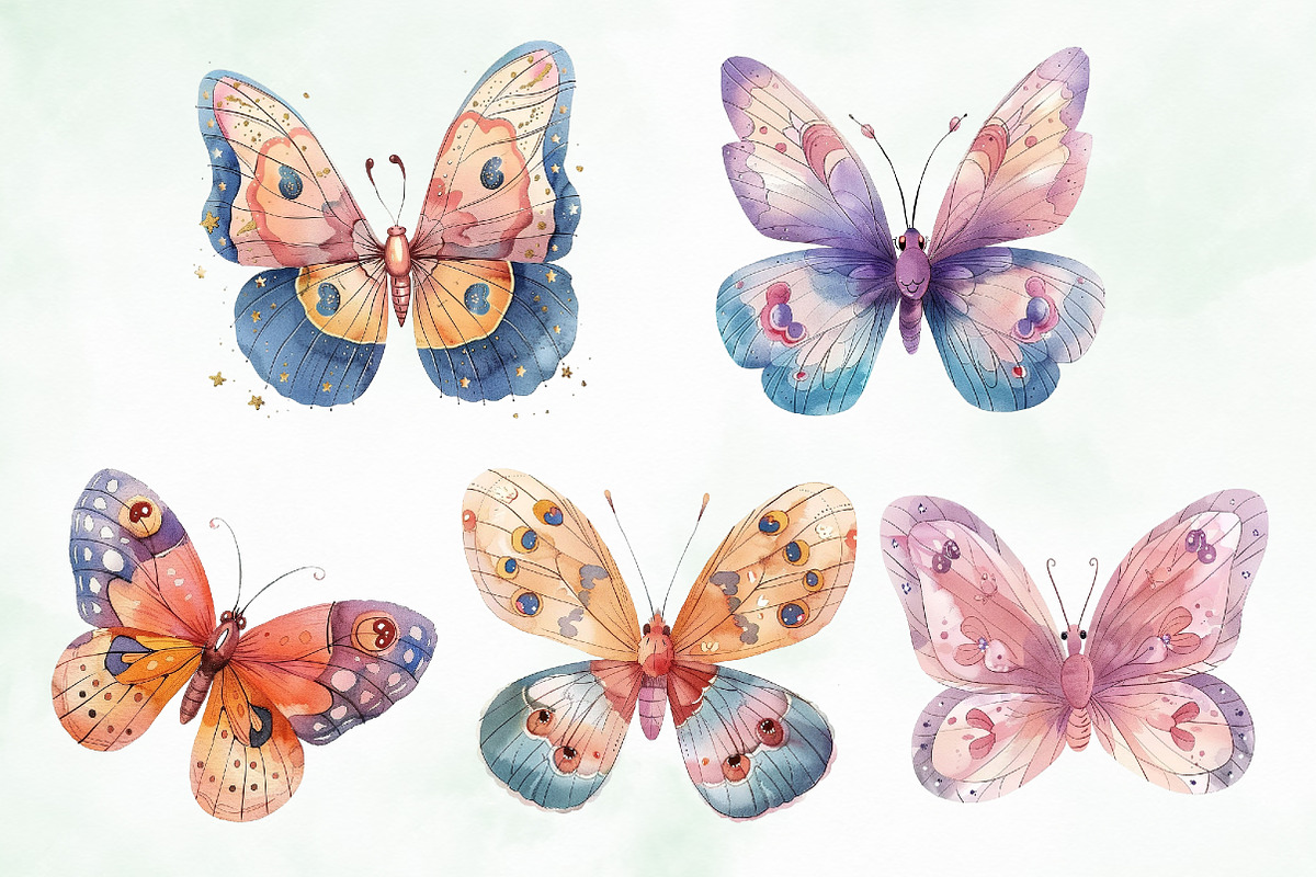Watercolor Butterfly Png Clipart, an Illustration by Creative Art (Photo 6 of 8)