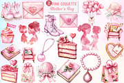 Pink Coquette Mother's Day Clipart, an Illustration by Watercolor design (Thumbnail 1 of 10)