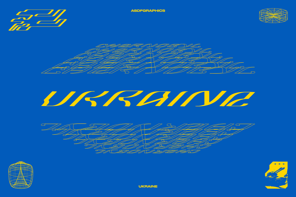 UKRAINE FONT ACID TECHNO GRAPHICS, a Blackletter Font by ASDF Graphics (Photo 1 of 4)