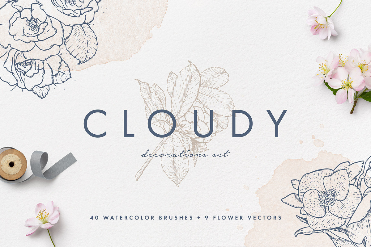 Cloudy Watercolor Brushes and Vectors