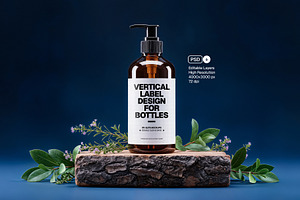 Vertical Label & Business Card Mocku, a Cups & Container Mockup by Elite Mockups