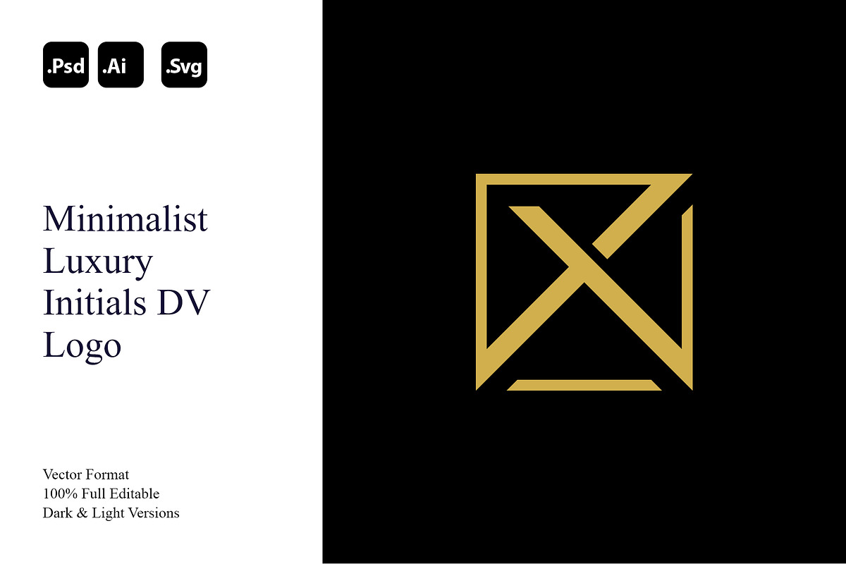 Minimalist Luxury Initials DV Logo, a Branding & Logo Template by Luxury Logos (Photo 1 of 4)