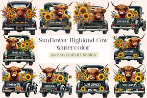 Sunflower Highland Cow PNG,, a Seasonal Illustration by DreamArtGraphic