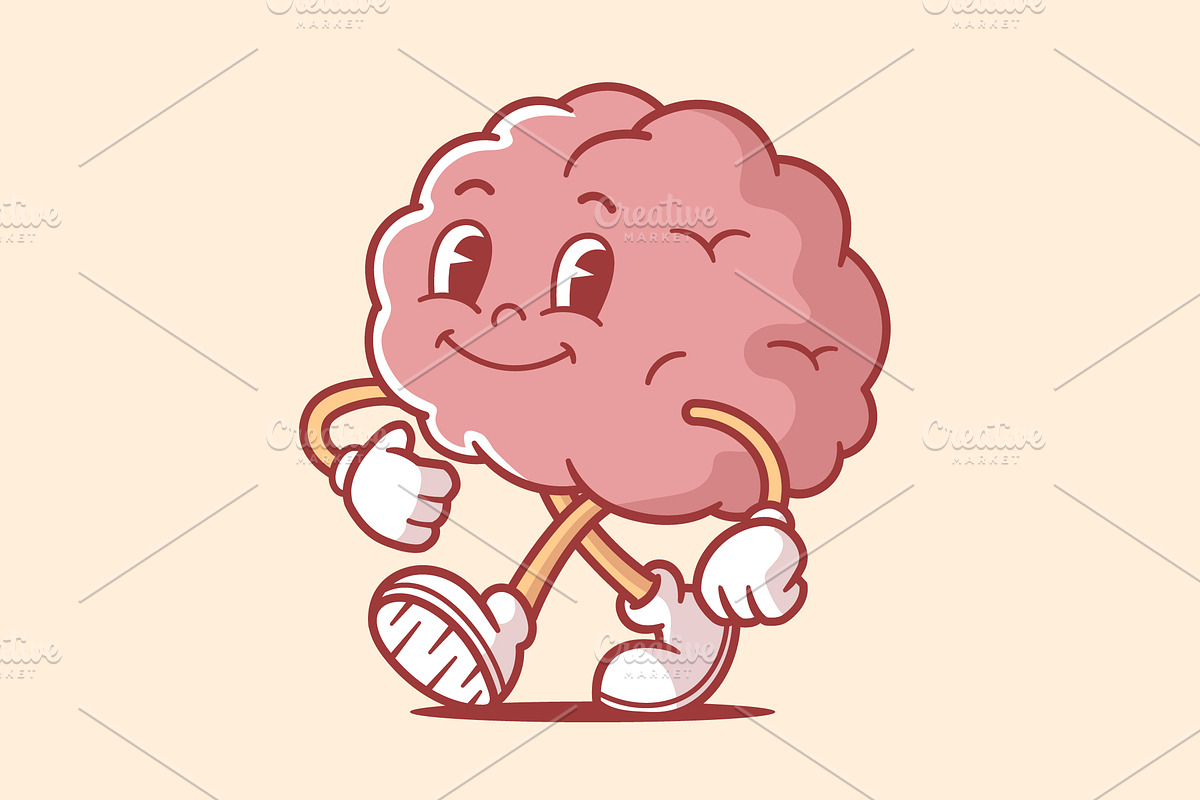 Vintage Brain Mascot, an Object Illustration by Vector Kitchen by Zoljo