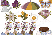 Flower Bouquet Clipart Set, a Seasonal Illustration by GlamArtZhanna (Thumbnail 3 of 5)
