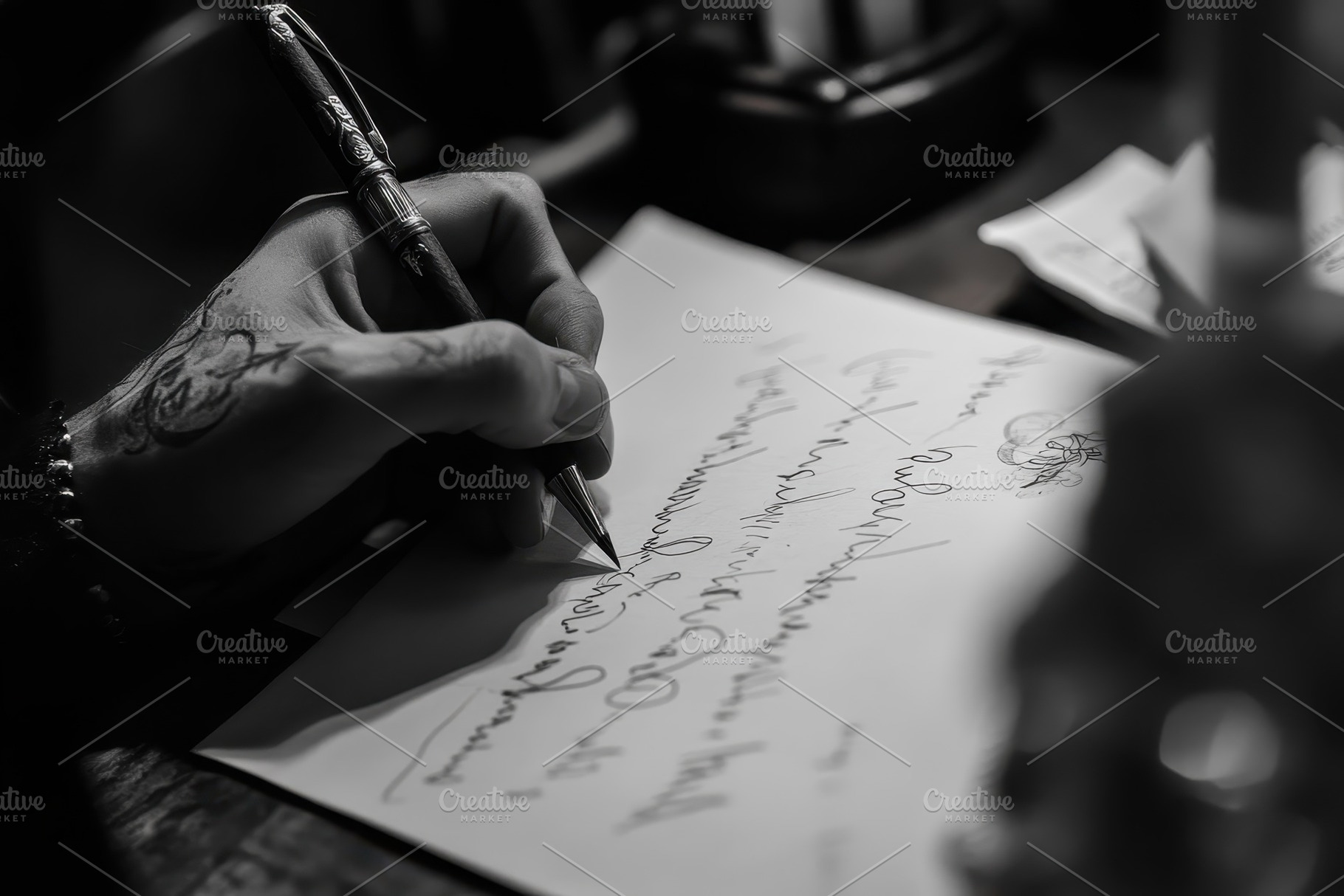 Close up of a hand writing a letter, a Photo by Iftikhar Alam