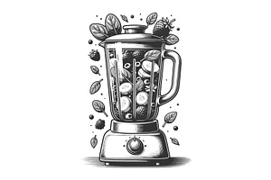 Fresh Fruit Smoothie Blender With, a Food Illustration by AlexArt