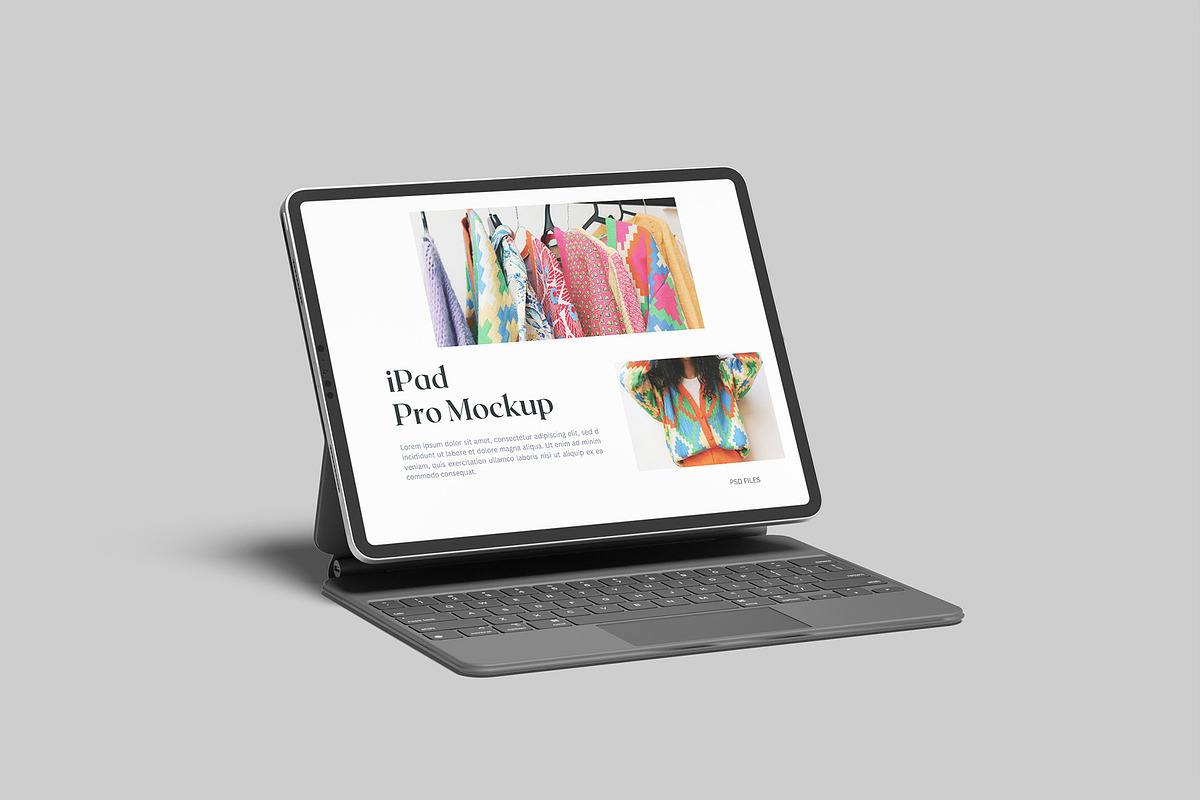 iPad Pro With Keyboard Mockup, an iPad Mockup by Graphiculon (Photo 2 of 11)