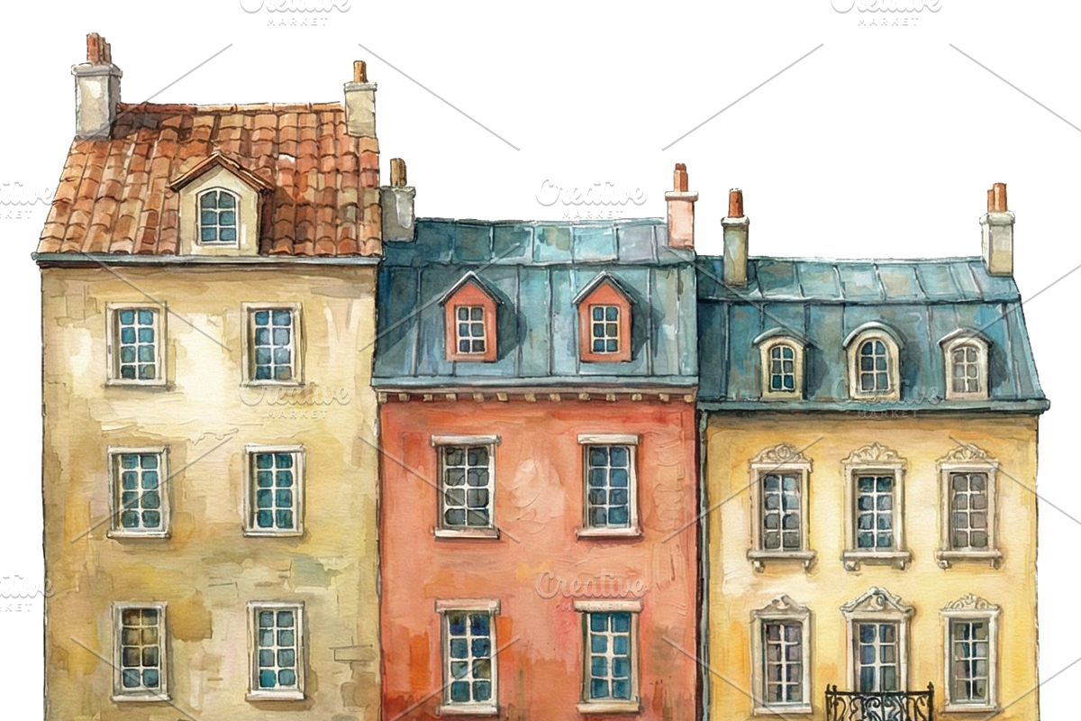 Watercolor European facades 2, an Illustration by happy brush (Photo 3 of 3)