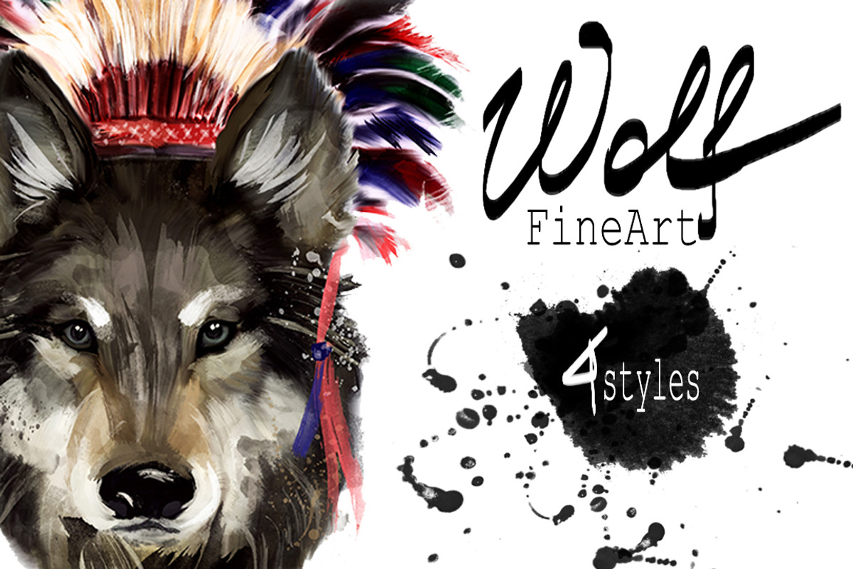 Set wolf portraits .4 styles, an Animal Illustration by art_mouse (Photo 1 of 5)