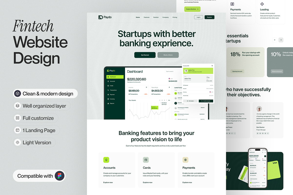 Fintech Landing Page, a Websites & App Template by sajon.co