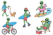 Alien: 5 illustrations enjoy summer, a Person Illustration by gunaonedesign (Thumbnail 2 of 10)