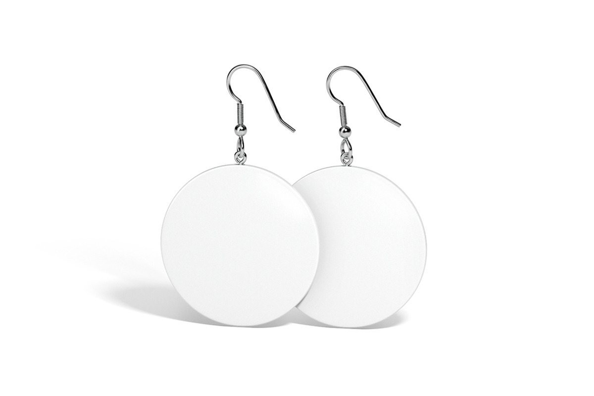 White Round Earring Pair 3D Model, an Object 3D Model by rebrandy (Photo 3 of 9)