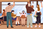 Diverse people inside city bus, a Transportation Illustration by PaperTrident (Thumbnail 3 of 3)