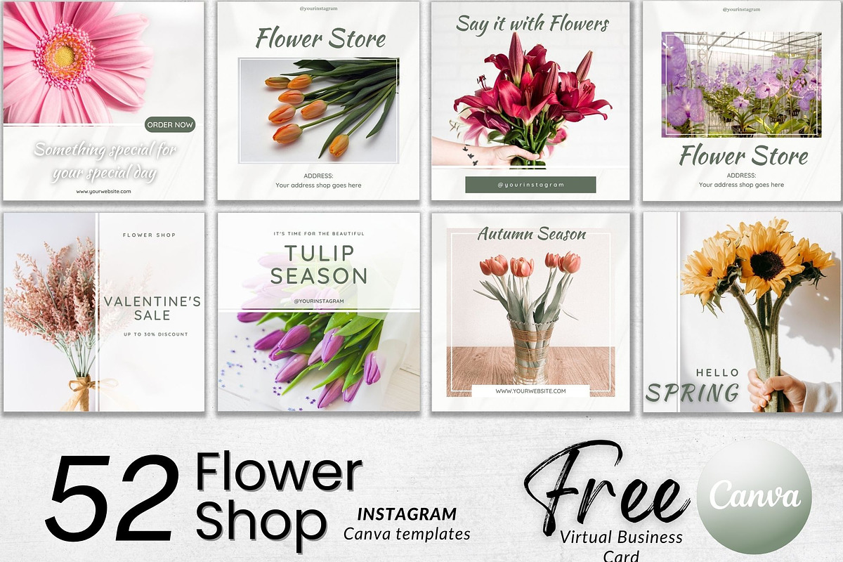 52 FLOWER SHOP canva templates, a Social Media Template by Talipic Designs (Photo 1 of 7)