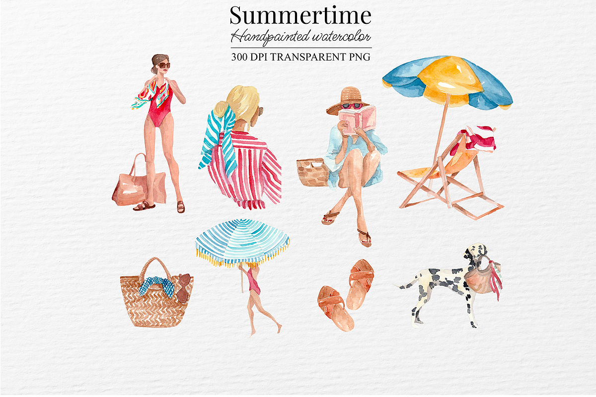 Summertime – Handpainted Watercolor, a Seasonal Illustration by Marine art (Photo 3 of 6)