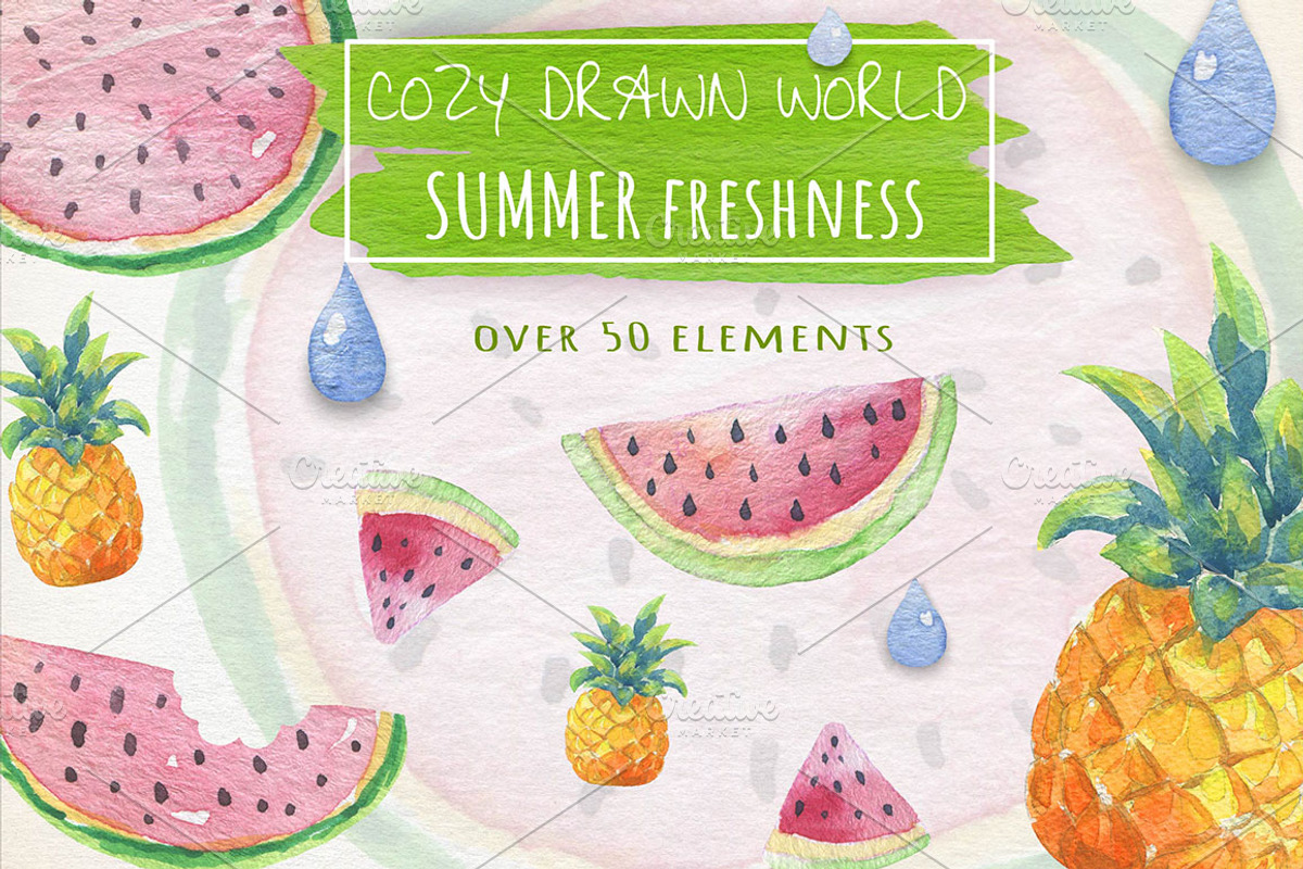 Watercolor Fruits and Ice-Cream, an Object Graphic by Kitiri Space (Photo 1 of 5)