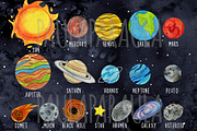 Watercolor Solar System Clipart, an Object Graphic by Paulaparaula (Thumbnail 2 of 4)