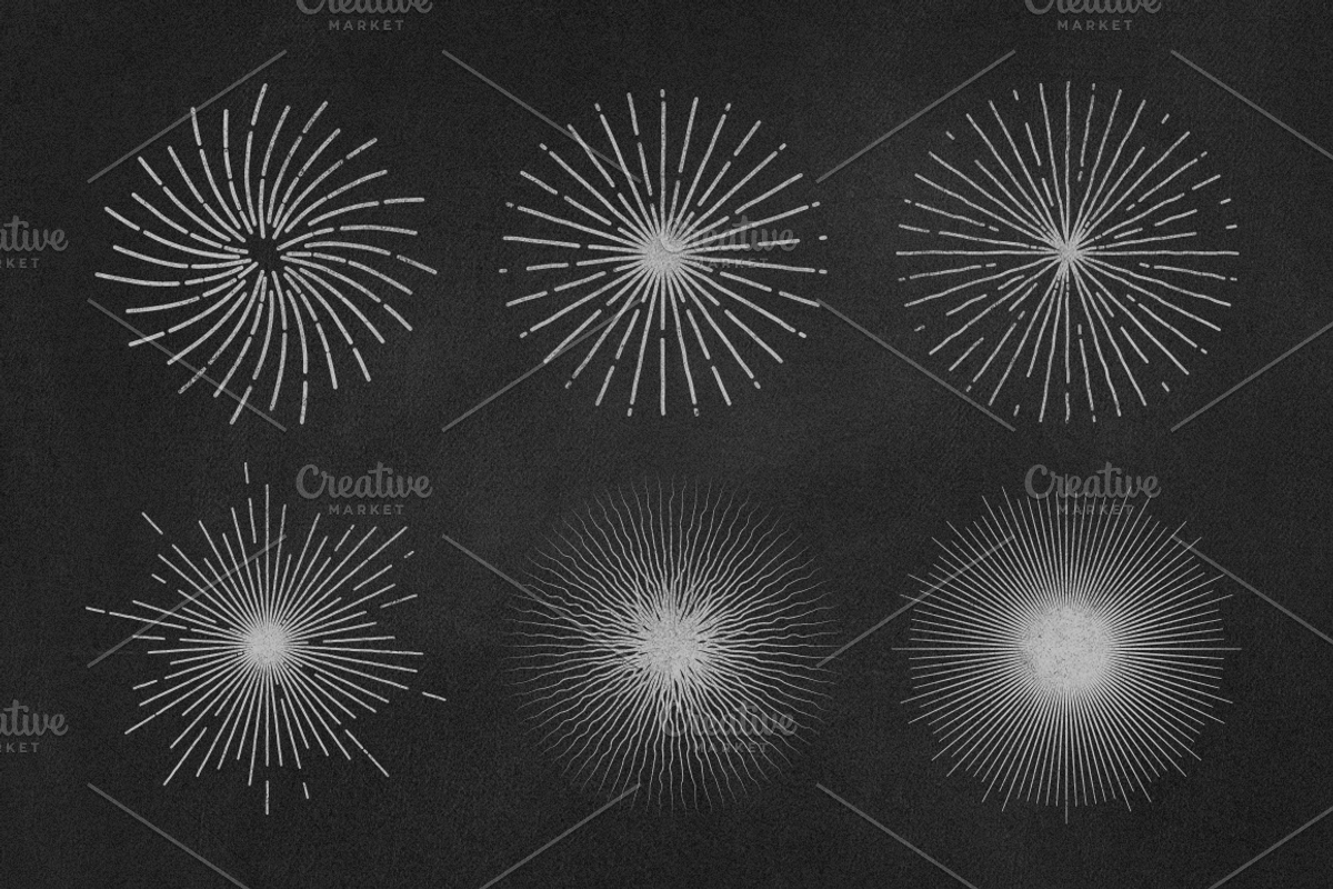 24 Retro Sunbursts - Set Vectors preview 4
