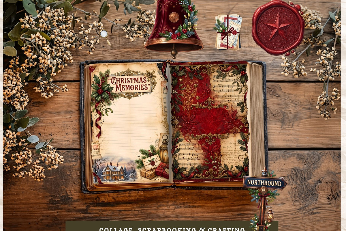 Victorian Christmas Junk Journal KIT, a Seasonal Illustration by ThatsDesignArt (Photo 6 of 20)