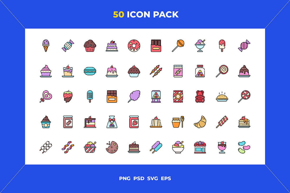 50 Desserts and candies icons, an Icon by Wencory (Photo 1 of 2)