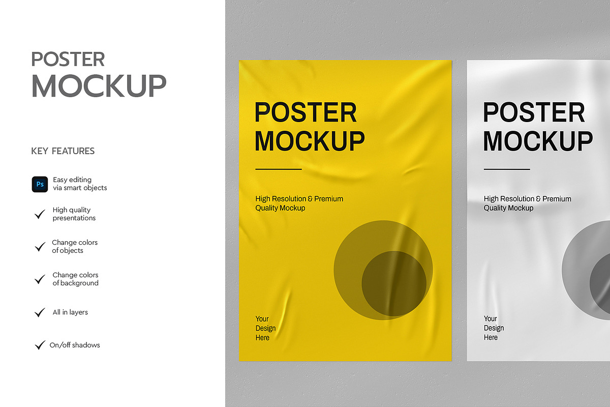 Wall Poster Mockup with Wrinkled, a Product Mockup by graphypix (Photo 2 of 4)