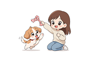 Girl Playing with Her Puppy Cartoon, a Person Illustration by Artpon Illustration (Thumbnail 3 of 3)
