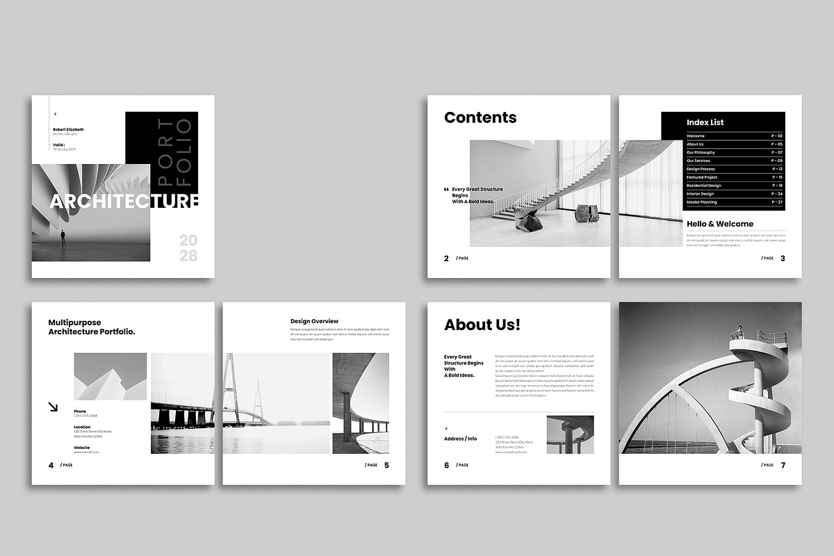 Square Architecture Portfolio Design, a Brochure Template by Spark_Creative (Photo 11 of 14)